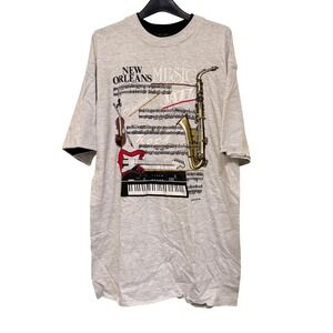 Four Seasons New Orleans Music Jazz Saxophone Graphic T Shirt Mens L Made USA 90